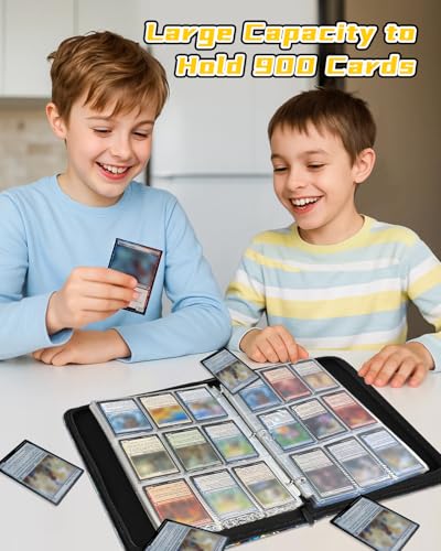 Image of for 9 Pocket Card Binder for MTG, TCG, Game Cards Holds 900 Cards - Large Capacity Trading Card Collection Album Folder with Zipper for Men Boys Teens Water Design for Sports Card