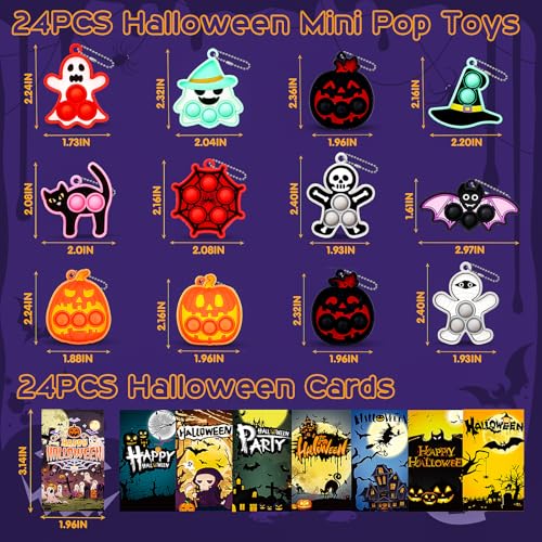 Halloween Party Favors for Kids 24 PCS Halloween Pop Fidget Keychain,Halloween Toys Treats for Kids,Halloween Goodie Bag Stuffers,Halloween Classroom Prizes,Halloween Fidget Toys - image 2