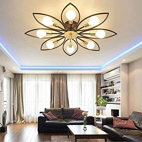 Plafonnier cristal pour remplacer un éclairage terne par un lustre fleur à 8 flammes