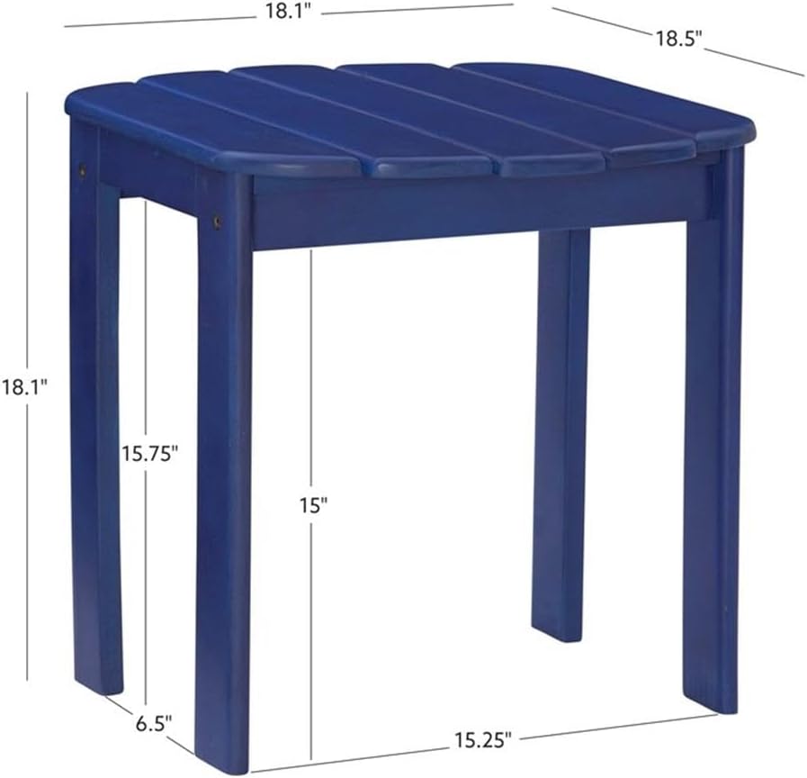Linon Adirondack Sturdy Solid Acacia Wood Outdoor End Table in Blue Stain