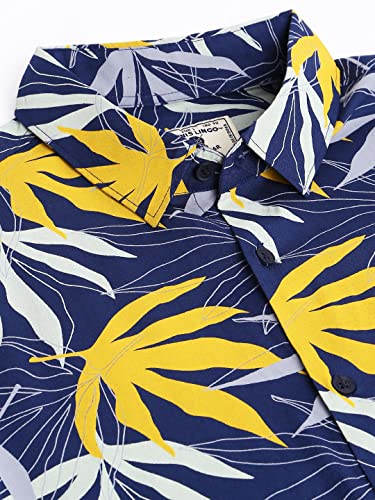 Image of Dennis Lingo Men's Floral Slim Fit Rayon Casual Shirt with Spread Collar & Half Sleeves