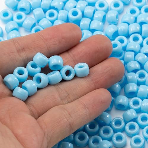 Image of Gxueshan 1000 Pcs Blue Acrylic Pony Beads 6x9mm Bulk for Pens Friendship Bracelet Necklace Jewelry Making Earring Hair Braiding Kandi Beads