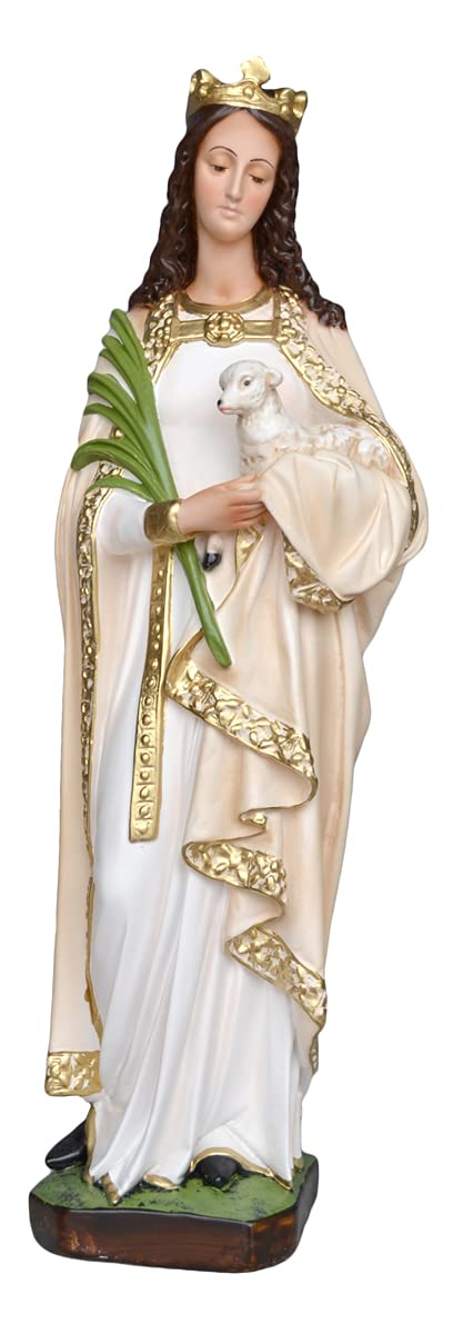 Generico Statua di Sant'Agnese in resina cm 60 adatta per interni ed esterni realizzata a mano (occhi dipinti)