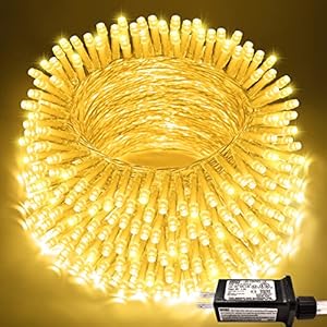 Jmexsuss 200 led string lights indoor outdoor clear wire connectable warm white christmas string lights for bedroom 66 ft twinkle fairy string lights plug in for home wedding tree yard patio spring  urban country home decor
