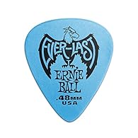 Blue .48 mm gauge. Made from Delrin for a more secure, non-slip surface. Durable, wear-resistant Delrin material. Pack of 12 guitar picks.