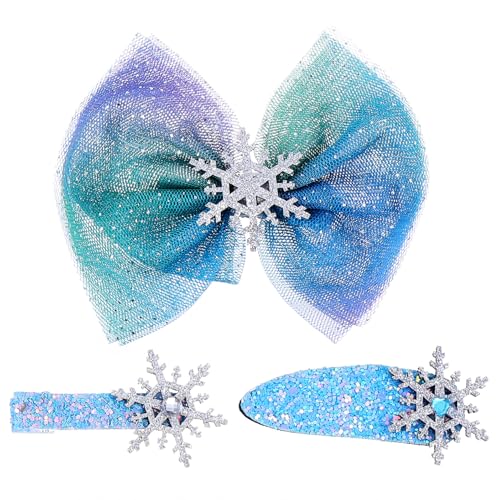 jojofuny 3 Pièces Épingle à Cheveux de Noël Flocon Nœud Papillote Pinces à Cheveux de Noël Bleues Lot D'accessoires