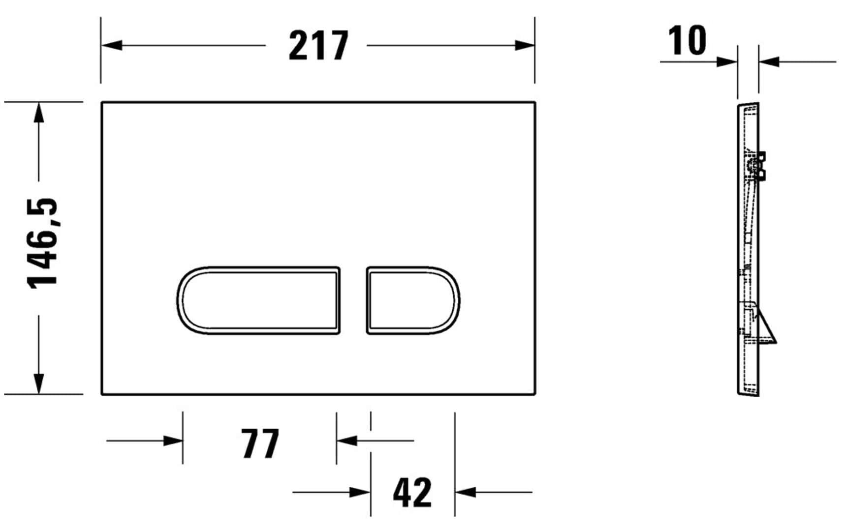 Duravit DuraSystem Betätigungsplatte A1 mechanisch für WC, 217x146,5 mm, Kunststoff, WD5001021000, Farbe: Chrom Hochglanz