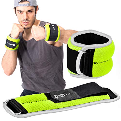 Bona Fitness Adjustable Ankle Weights with Reflective Trim/2-5lbs (1 Pair) Durable Ankle Weights