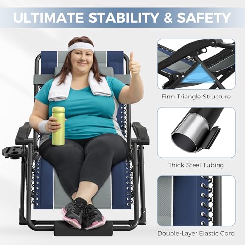 Image of UDPATIO Oversized Zero Gravity Chair Outdoor Padding Folding Recliner