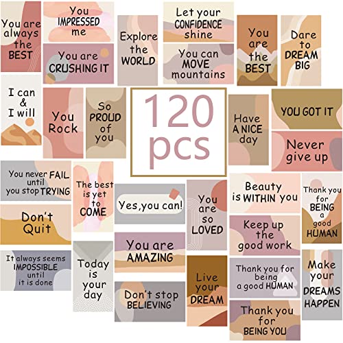Outus 120 Pcs Motivational Encouragement Quote Cards Inspirational Kindness Appreciation Gratitude Business Encouragement Mini Note Cards, 30 Styles, 3.5 x 2 Inch(Boho Style)