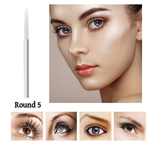 Xiaoyu Round Microblading Needles, Manual Fog Needle Eyebrow Tattoo Pen For Permanent Makeup, 50Pcs, 5R #TOP2
