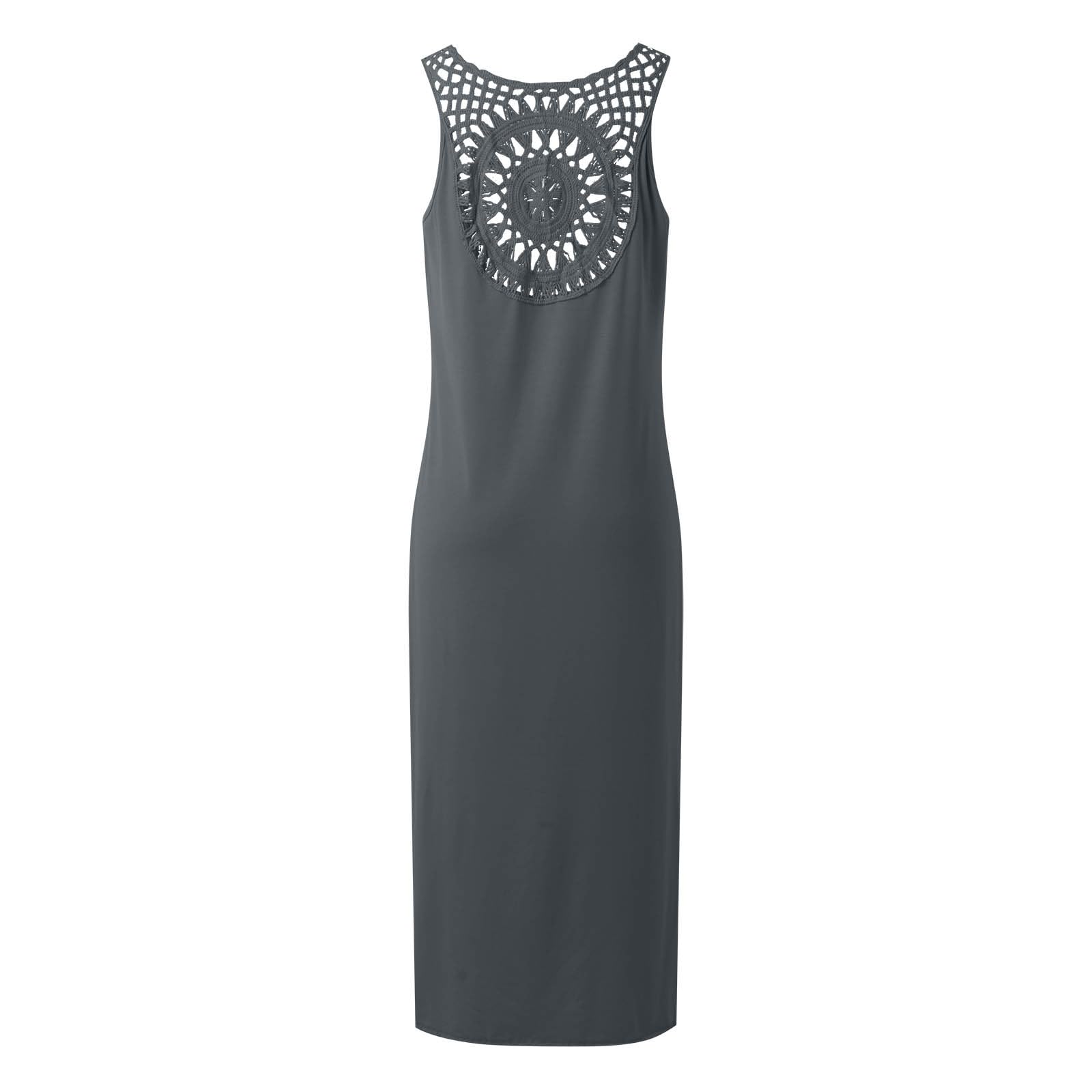 Vestido De Verano for Mujer Largo Vestidos Largos Sueltos Ocasionales Traje Playa 2026 for Resort Sin Mangas Ahueca hacia Fuera El Tiras con Abertura Lateral Encaje, Menta