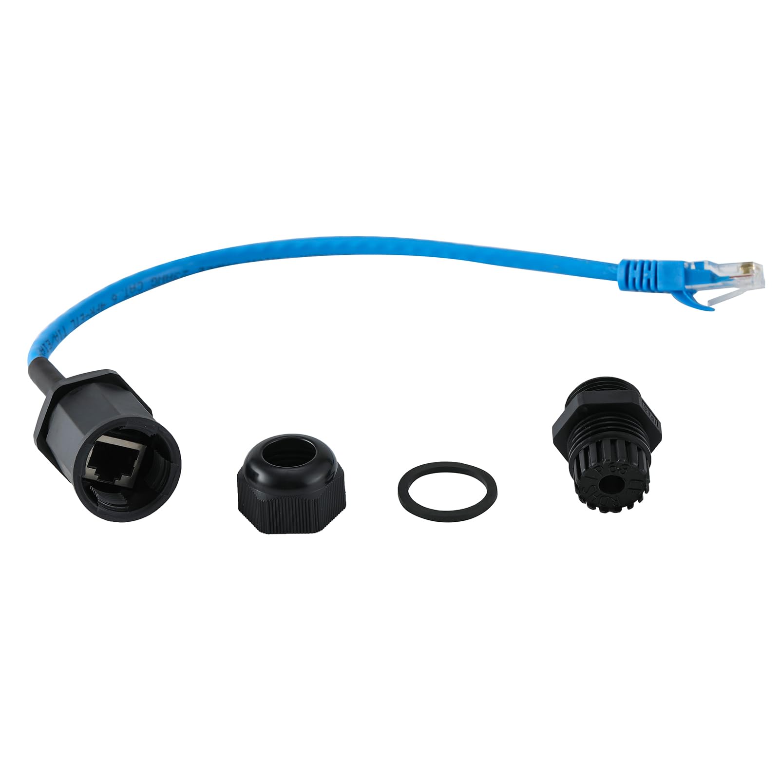 Lot de 5 connecteurs M22 RJ45 étanches CAT6 avec câble réseau de 25 cm | Cat5/5e/6 8P8C, IP67, connecteur de câble Ethernet CAT6, double tête, coupleur LAN extérieur, adaptateur mâle vers femelle