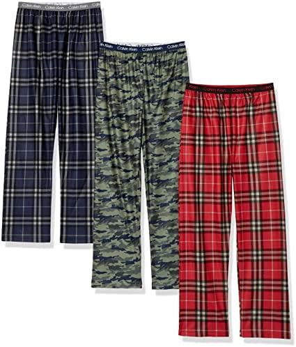 Calvin Klein Boys' Super Soft Brushed Micro Pant, 3 Pack Multipack, Scotch Plaid, Large
