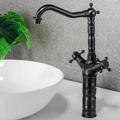 Mitigeur lavabo salle de bains noir double poignée pour remplacer un robinet fuyant ou obsolète