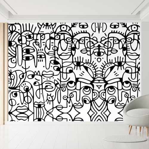 MUDECOR Wall Mural Playful Abstract Faces and Shapes in Bold