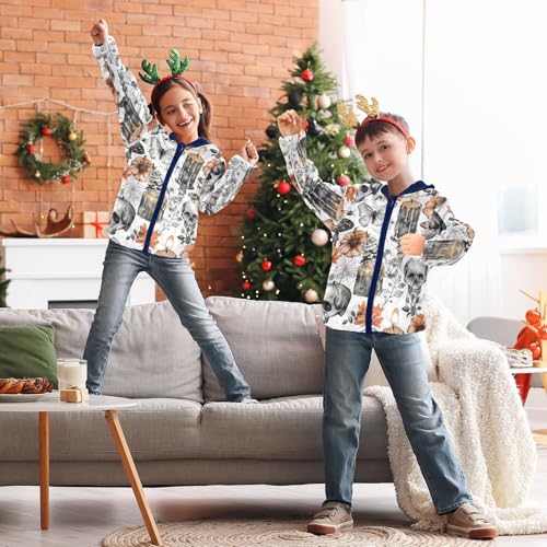 CHIFIGNO Zip up Hoodie for Boys Printed Boys Jackets Winter Coats for Boys with Pockets for Toddler and Kids4