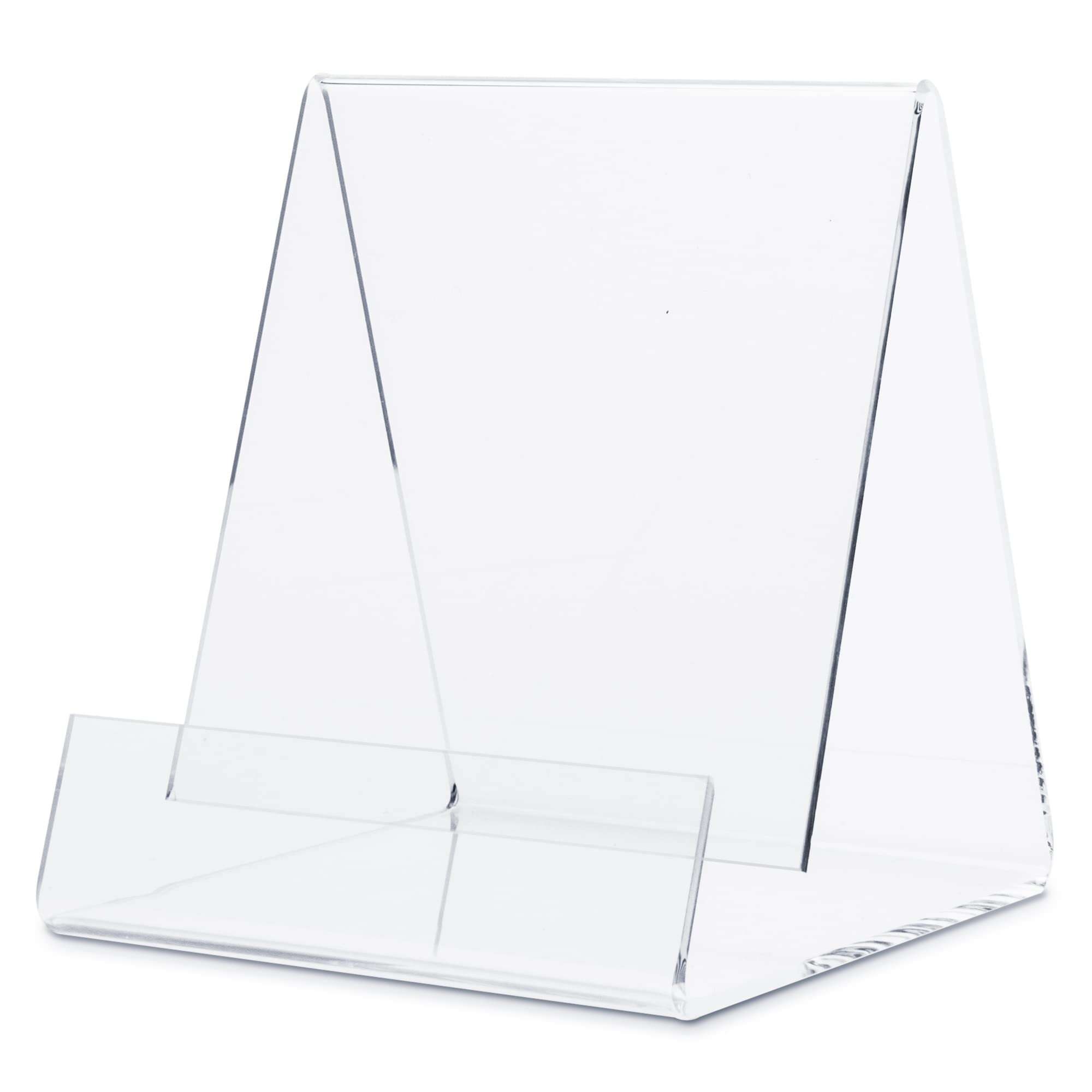10 Stk. Buchstütze, Buchständer, Warenträger (Stütz-Höhe: 16.0 cm) als Klemmständer (Füll-Tiefe ca. 2.5 bis 4.5 cm) - Warenständer aus original PLEXIGLAS für Bücher, flache Artikel oder Verpackungen