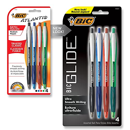 BIC Atlantis Original Retractable Ball Point Pen, Assorted, 4-Count (VCGP41-Ast)