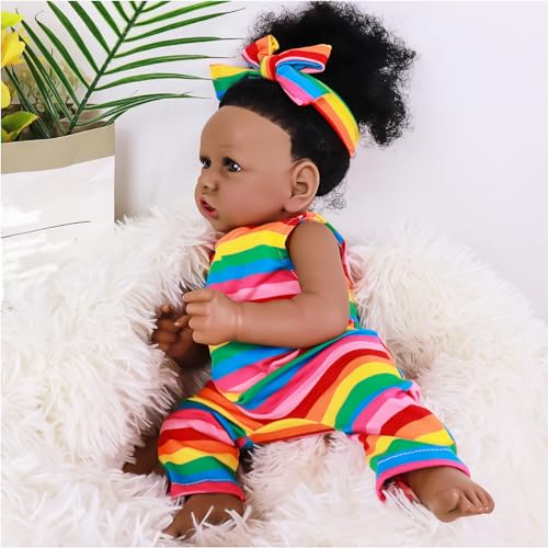 Muñeca Realista Reborn Bebé Afroamericana 55 cm miniatura 4