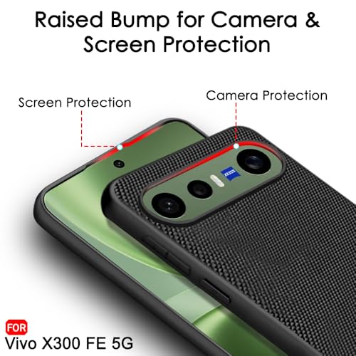 Image of TheGiftKart Back Cover Case for Vivo X300 FE 5G | Slim & Lightweight | Ultra-Premium Design | Camera Protection Bump | Fabric Texture Back Case Cover for Vivo X300 FE 5G (PC & TPU, Black)
