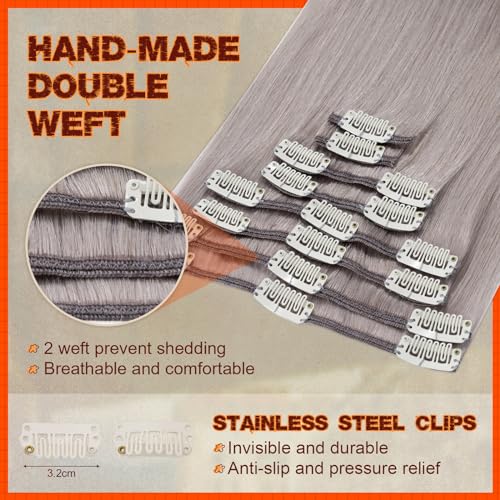Image of Benehair Clip in Hair Extensions Real Human Hair, Blonde Hair Extensions Clip in Human Hair for Women, Long Straight, Remy Natural, Full Head 8pcs 20inch #24 Natural Blonde