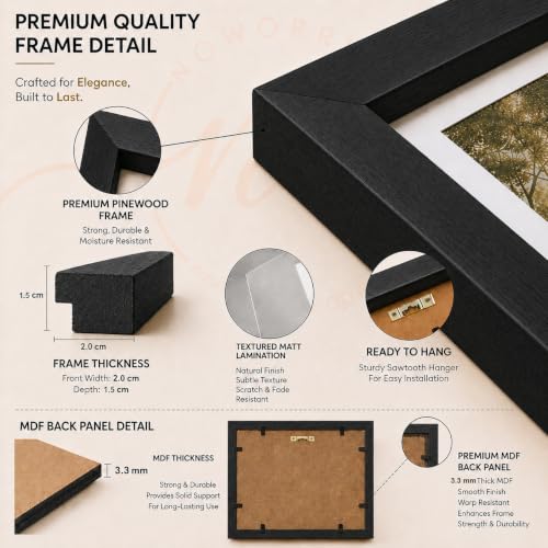 Image of NoWorries Coffee Wall Art Frames Set of 2 | Framed Black & White Coffee Quote Prints, Vintage Kitchen & Bar Decor for Home, Cafe & Dining Room Artwork Framed Paintings (Art-22, 17x25inch)