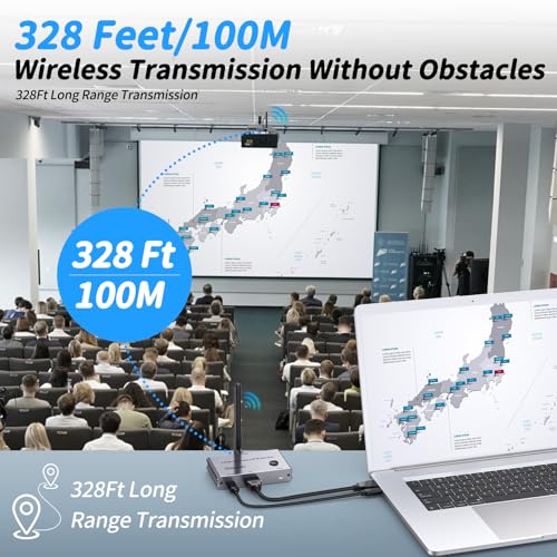 Image of Wireless HDMI Transmitter and Receiver 4K@30Hz HDMI Wireless Extender Kit 328Ft /100M 4K Video & Audio Sender and Receiver for Casting Video & Audio to Large Screen TV /Projector from Laptop /PC /Camera