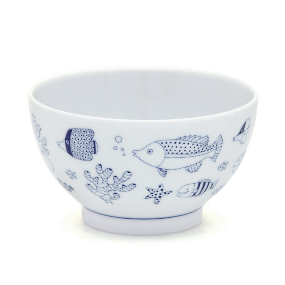 Amazon｜natural69【波佐見焼】cocomarine お茶わん 魚の群れ / 食器