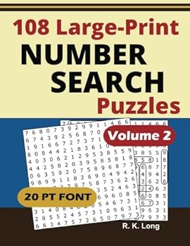 Paperback Large Print Number Search Puzzles, Volume 2: 108 Number Search Puzzles in Large 20-point Font, Great for All Ages Book