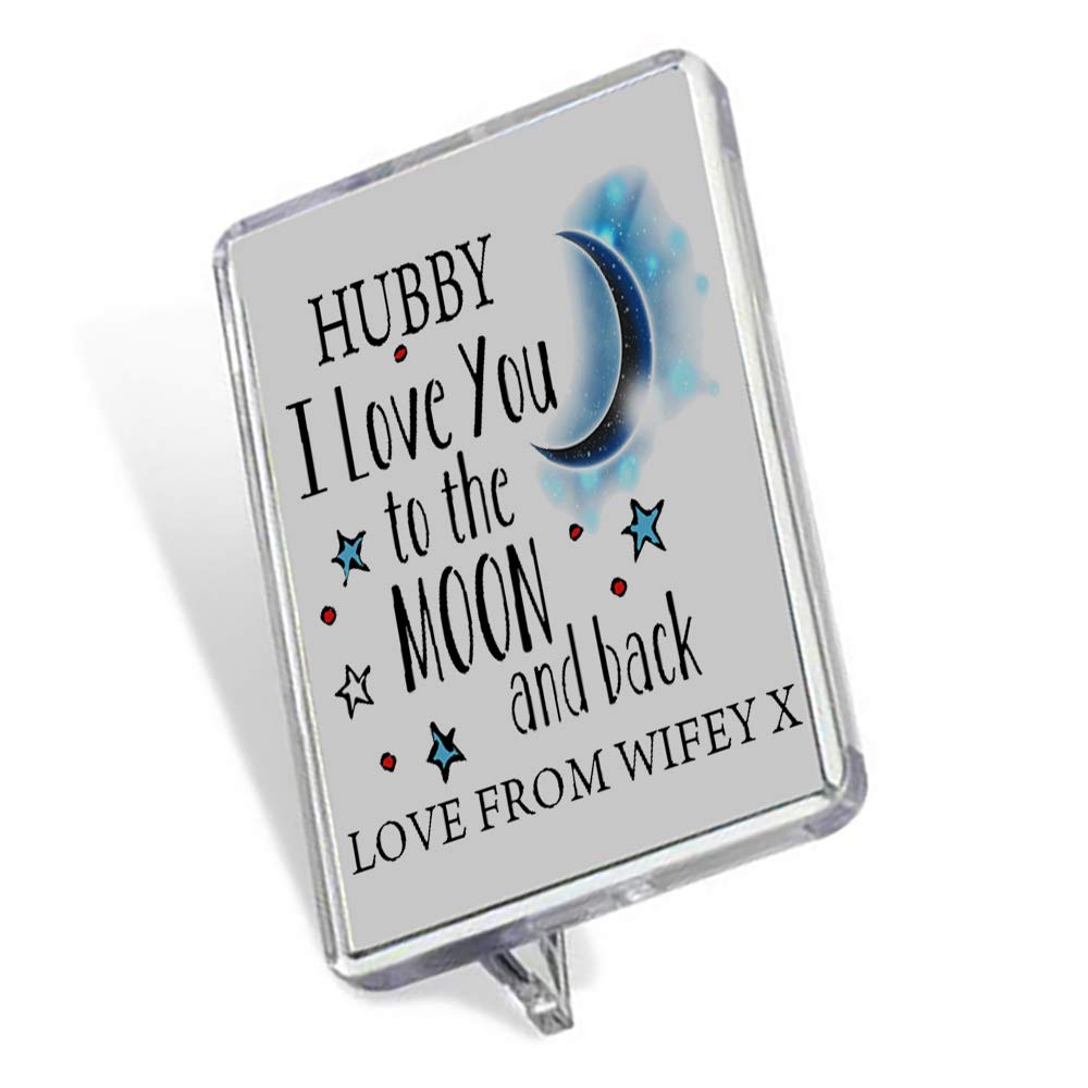 Giftme Hubby I Love You To The Moon And Back Sentimental Keepsake Birthday Gift Memories Fridge Magnet.