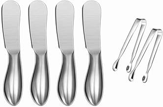 Spreader Knife Set,6-Piece Cheese and Butter Spreader Knives,Mini Serving Tongs,Stainless Steel Multipurpose Butter Knives