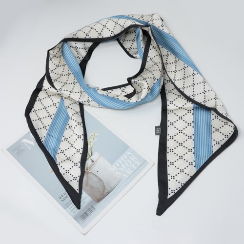 yueton 2Pack Trendy Satin Scarf Lozenge Scarves Landscape Pattern Scarf for Women Neck Handbag Accessories Hair3