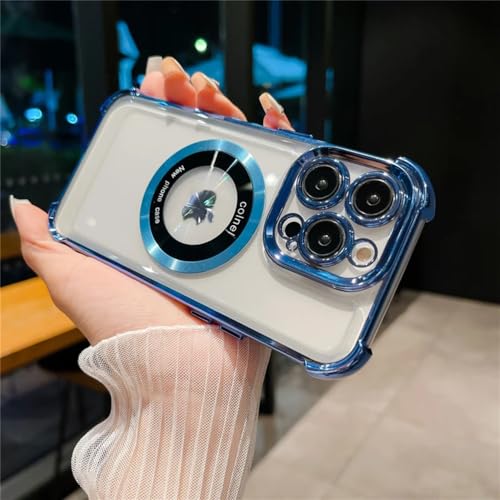 Coque transparente iPhone 12 Pro Max étui antichoc bleu pic charge sans fil