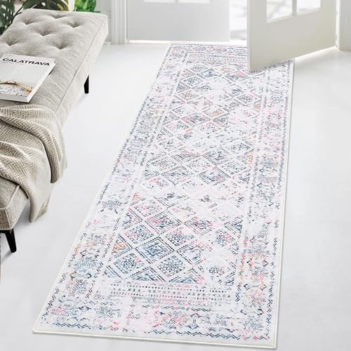 GarveeHome Hallway Runner Rug 2x6 Washable Rug Vintage Distressed Floor Carpet Non Slip Laundry Runners Boho Kitchen Runner Rugs Indoor Soft Low Pile