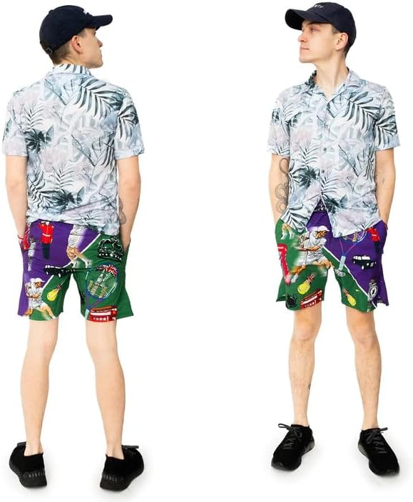 Flow Society London Tennis Mens Athletic Shorts - Mens Tennis Shorts - Gym Shorts - Sports Shorts - Activewear - Patterned