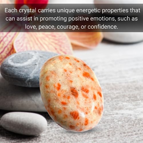 Image of Certified Large Sunstone Crystal Palm Pebbles Stones for Anxiety Stress Relief Massage - AAA Grade Original Healing Gemstone Agate Palm Stone for Yoga Meditation Spiritual Reiki Feng Shui