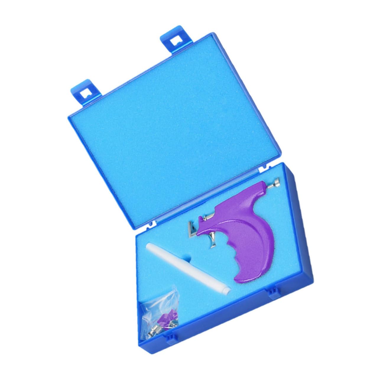 Baluue Kit Piercing Orecchie Acciaio Inossidabile Dispositivo Foratura Sicuro Perforatore Orecchino Viola per Uso Personale e Fai da Te Colore Casuale