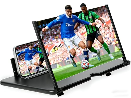 Mobile Phone Magnifier Screen, 3D HD Magnifying Projector Screen Enlarger for Movies, Videos and Gaming, Foldable Phone Stand with Screen Amplifier, Compatible with All Smartphones
