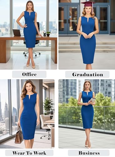 Image of VFSHOW Womens Front Zipper Work Business Office Bodycon Dress Elegant Professional Career Church Party Pencil Sheath Dress
