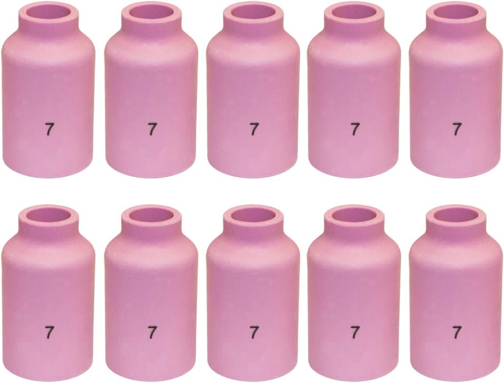 WeldingCity 10-pk Gas Lens Ceramic Cup Alumina 54N15 (#7, 7/16") for TIG Welding Torch 17, 18 and 26 Series from Weldcraft Lincoln Miller ESAB CK