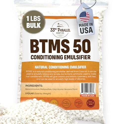 33rd PARALLEL | BTMS 50 (1 LBS / 16 Oz) Conditioning Emulsifier | 100% Natural Plant Derived | Behentrimonium Methosulfate Cetearyl Alcohol Emulsifying Conditioner | Product of USA (1 POUND)