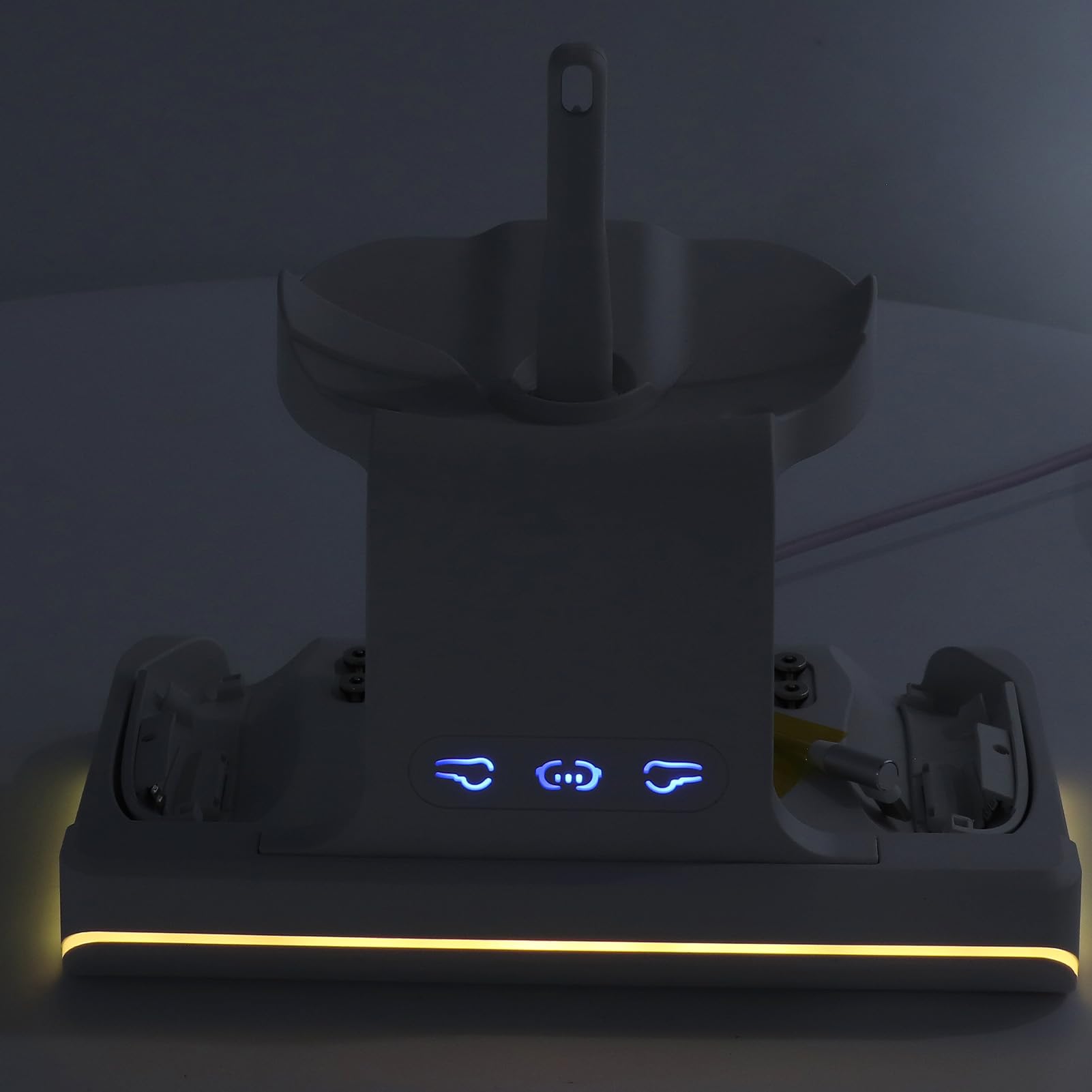 Supporto di Ricarica per Controller VR Luce RGB con 2 Batterie Ricaricabili Comoda Ricarica e Immersione nel Gioco, per Stazione di per Controller per Cuffie VR, Materiale ABS (Bianco)