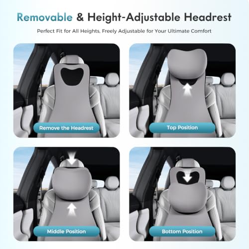Image of FLORICH Memory Foam Lumbar Support and Headrest Pillow for Car Ergonomic Integrated Widened Design Head Neck Lumbar Support Breathable Washable Cushion for Car Truck Seat Long Driving Back Pain Relief