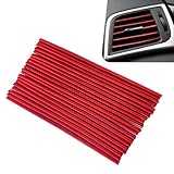Qurbuns 20 PCS Car Air Conditioner Vent Trim Decoration Strips, Waterproof Bendable Air Vent Outlet Trim Decoration, DIY Chrome PVC Decorative Strip, Universal for Most Vehicles (Red)