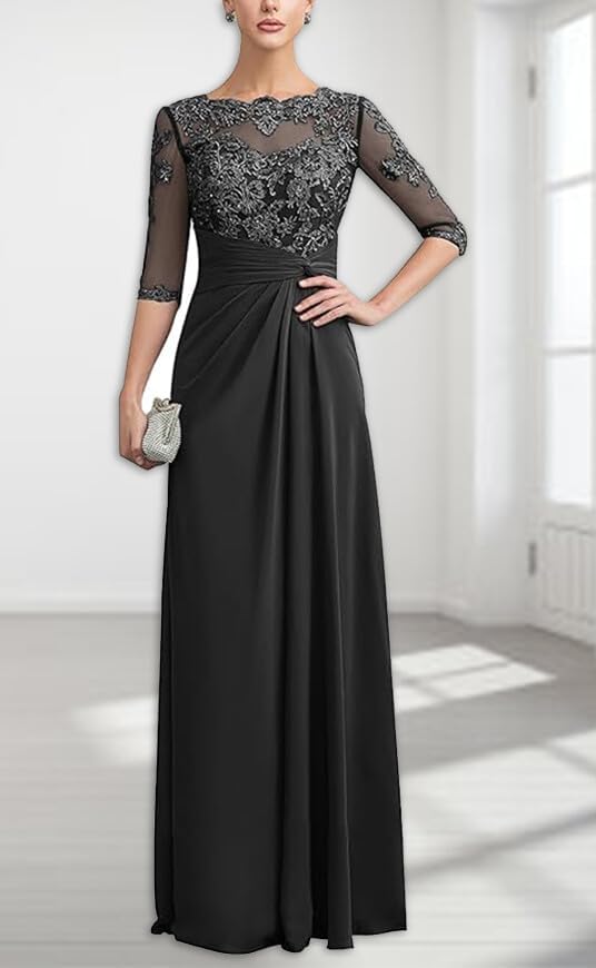 Mother of The Bride Dresses Long Chiffon Lace Wedding Guest Dresses for Women Ruched Formal Evening Gown Prom Dress - Image 5