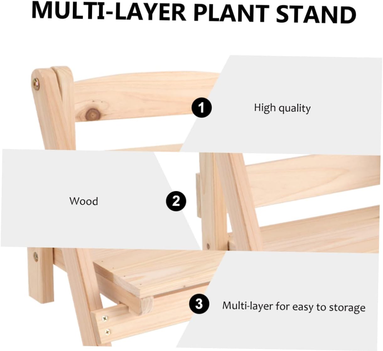 OUNONA Eco-friendly Solid Wood Desk Stand Multi-layer Storage Shelf Plant Stand for Flowers for Housewarming Party