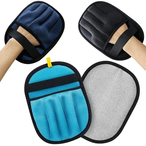 AFENGAU Pet Hair Removal Glove for Cats & Dogs – Reusable Magic Brush Upgraded Five-Finger Electrostatic Pet Hair Glove for Laundry, Couch, Carpet, Car Seat (Black&Blue&Navy Blue-3Pcs)