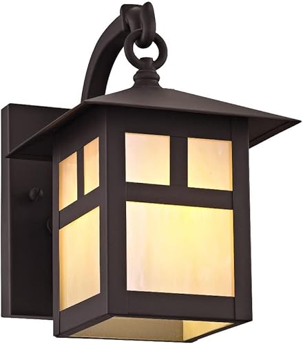 Miniatura 4 de Livex Lighting 2130-07 Montclair Mission - Farol de pared de latón macizo con acabado de bronce para exteriores, con vidrio Tiffany iridiscente, 16