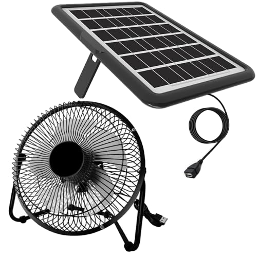 Solar Powered Fan, 8 Inch Install-Free, with 18W Portable Solar Panel, Cloudy Days Working Solar Fan for Air Circulation and Cooling in Greenhouse, Chicken Coop, Pet House, Attic, 14ft Long Cable